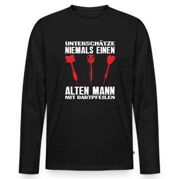 Dart Dartpfeile Alter Mann - Männer Premium Bio Langarmshirt - Schwarz - Vorne - Nico (187cm)