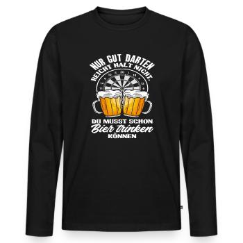 Dart Dartspieler Bier - Männer Premium Bio Langarmshirt - Schwarz - Vorne - Nico (187cm)