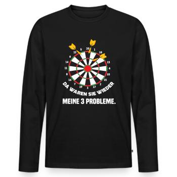 3 Probleme Dart Dartspieler - Männer Premium Bio Langarmshirt - Schwarz - Vorne - Nico (187cm)
