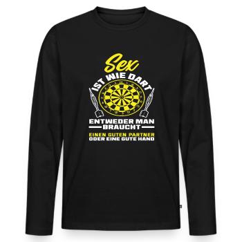 Dart Dartspieler Wortspiel Sex - Männer Premium Bio Langarmshirt - Schwarz - Vorne - Nico (187cm)