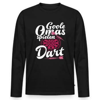 Mamies cool jouant aux fléchettes joueurs de fléchettes - T-shirt manches longues Premium bio Homme - noir - Devant - Nico (187cm)
