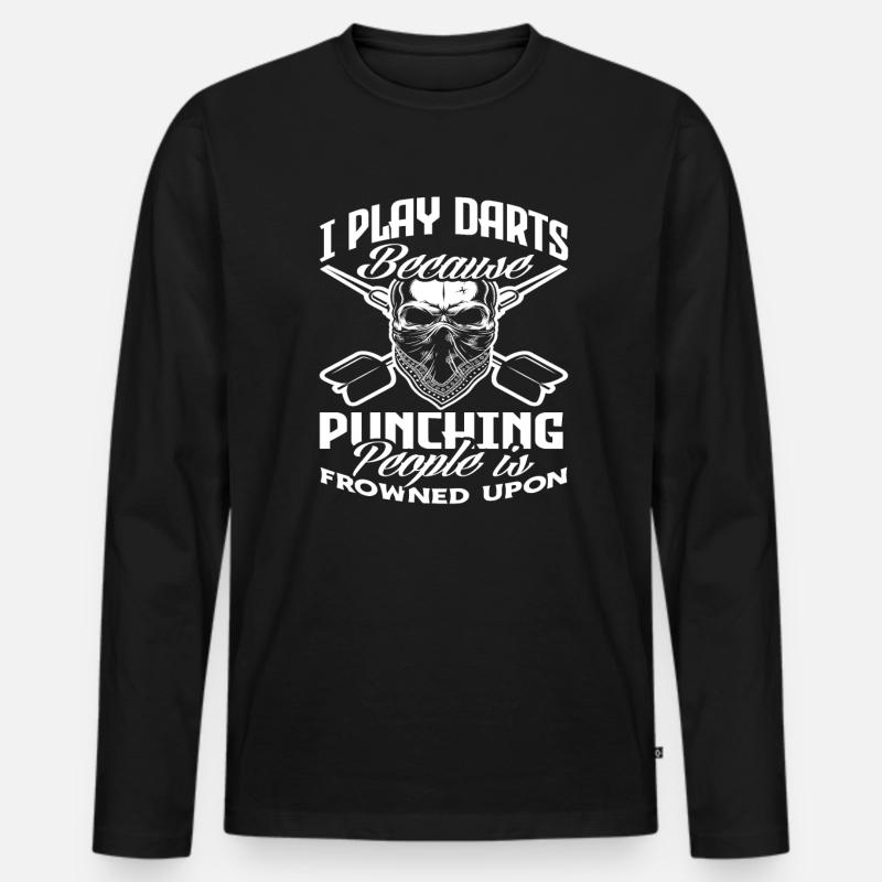 Lustiges Dart - Männer Premium Bio Langarmshirt - Schwarz