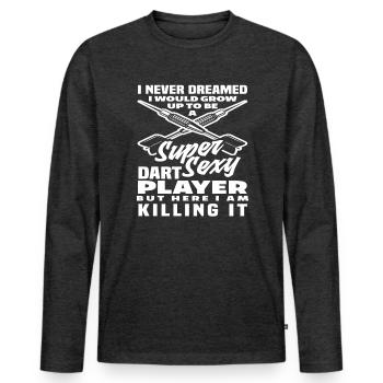 Joueur de fléchettes sexy - T-shirt manches longues Premium bio Homme - anthracite chiné - Devant - Nico (187cm)