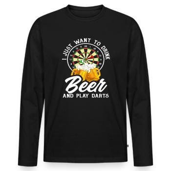 Bière à boire Fléchettes Joueurs de fléchettes - T-shirt manches longues Premium bio Homme - noir - Devant - Nico (187cm)