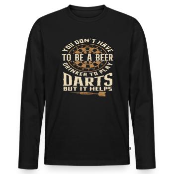Lustiges Bier Trinker Dart Dartspieler - Männer Premium Bio Langarmshirt - Schwarz - Vorne - Nico (187cm)