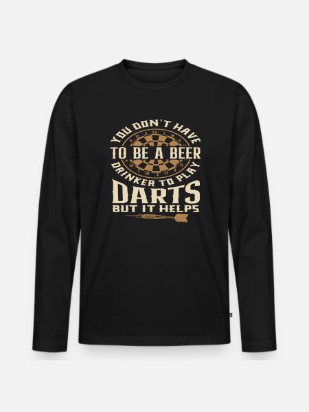 Funny Beer Drinker Dart Player - Men's Premium Organic Long Sleeve Shirt - black