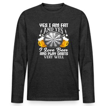 Gros joueur de fléchettes Dart Sport - T-shirt manches longues Premium bio Homme - anthracite chiné - Devant - Nico (187cm)