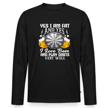 Dicker Dartspieler Dartsport - Männer Premium Bio Langarmshirt - Schwarz - Vorne - Nico (187cm)