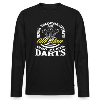 Dart Alter Mann Hobby Dartspieler - Männer Premium Bio Langarmshirt - Schwarz - Vorne - Nico (187cm)
