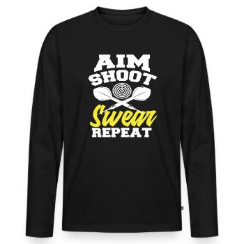 Zielen Werfen Fluchen Dartspieler Dart - Männer Premium Bio Langarmshirt - Schwarz - Vorne - Nico (187cm)