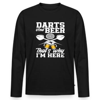 Dart Und Bier Deshalb Bin Ich Hier - Männer Premium Bio Langarmshirt - Schwarz - Vorne - Nico (187cm)