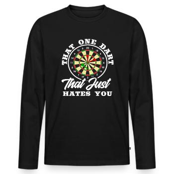 Dartpfeil Dart Dartspieler Geschenk - Männer Premium Bio Langarmshirt - Schwarz - Vorne - Nico (187cm)