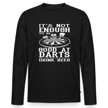 Dart Guter Dartspieler Bier Trinker - Männer Premium Bio Langarmshirt - Schwarz - Vorne - Nico (187cm)