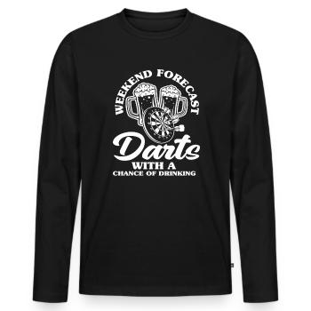 Wochenendevorhersage Dart Dartspieler - Männer Premium Bio Langarmshirt - Schwarz - Vorne - Nico (187cm)