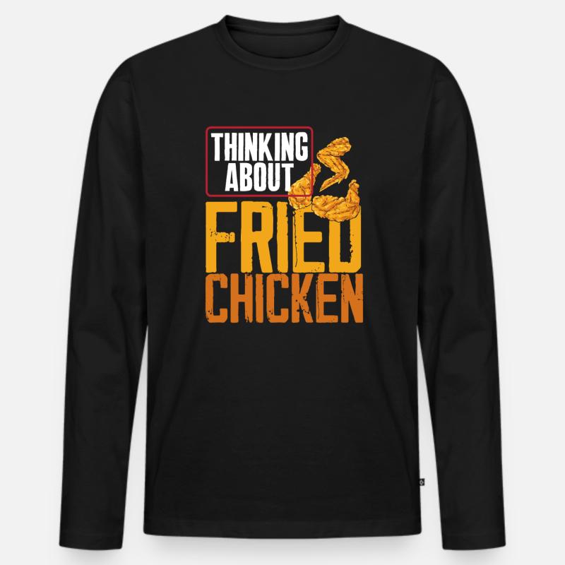 Fried Chicken - Männer Premium Bio Langarmshirt - Schwarz