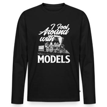 Model Railway Model Making Train Trains - Men's Premium Organic Long Sleeve Shirt - black - Front - Nico (187cm)