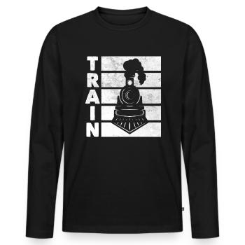 Train - Men's Premium Organic Long Sleeve Shirt - black - Front - Nico (187cm)
