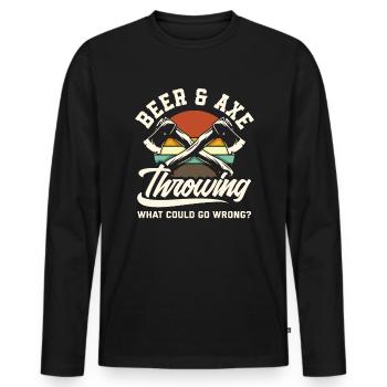 Axe Throw Axe Throw Beer Axe - Men's Premium Organic Long Sleeve Shirt - black - Front - Nico (187cm)