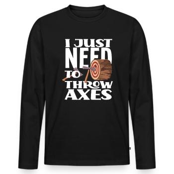 Ich Muss Nur Äxte Werfen - Männer Premium Bio Langarmshirt - Schwarz - Vorne - Nico (187cm)