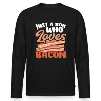 Speck Nur Ein Junge Der Speck Liebt - Männer Premium Bio Langarmshirt - Schwarz - Vorne - Nico (187cm)