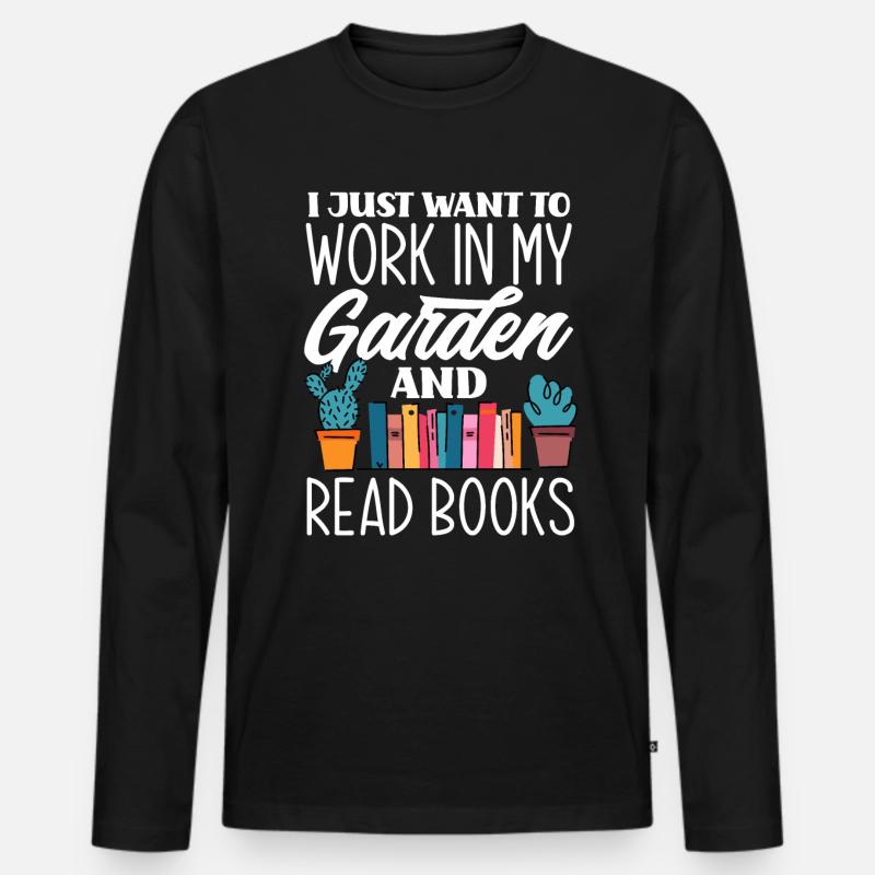 Garten Bücher - Männer Premium Bio Langarmshirt - Schwarz