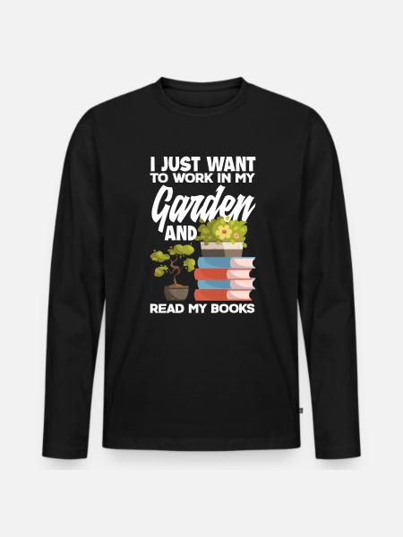Garden Bookish Reading Books - Men's Premium Organic Long Sleeve Shirt - black