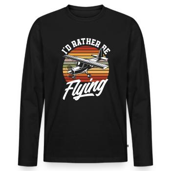 Retro Piloten Flugschüler Fliegen - Männer Premium Bio Langarmshirt - Schwarz - Vorne - Nico (187cm)