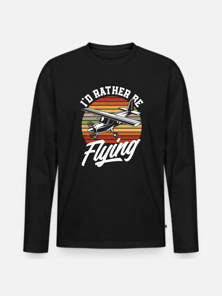Retro Pilots Student Flying - Men's Premium Organic Long Sleeve Shirt - black