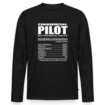 Profession de pilote professionnel - T-shirt manches longues Premium bio Homme - noir - Devant - Nico (187cm)