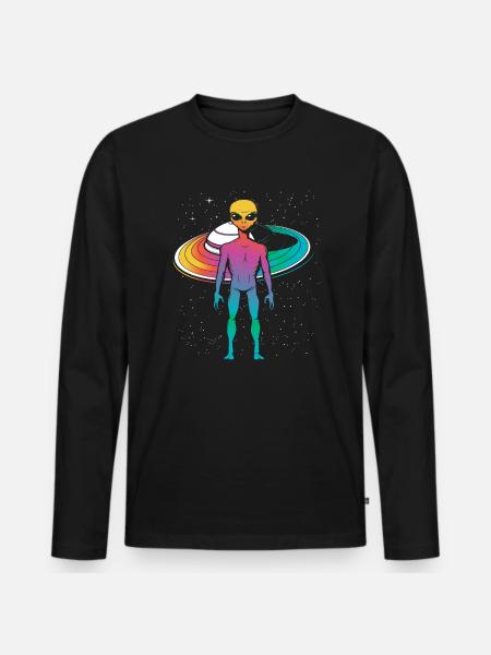 Alien Outer Space Gift - Men's Premium Organic Long Sleeve Shirt - black