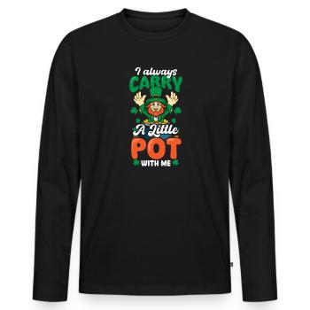 Drôle de la Saint-Patrick toujours porter petit pot - T-shirt manches longues Premium bio Homme - noir - Devant - Nico (187cm)