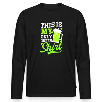 Drôle de St Patricks Day c’est ma seule tenue verte - T-shirt manches longues Premium bio Homme - noir - Devant - Nico (187cm)
