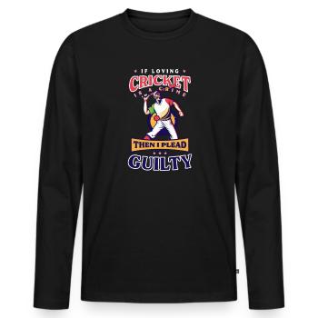 Joueur de cricket aimant le crime de cricket coupable - T-shirt manches longues Premium bio Homme - noir - Devant - Nico (187cm)