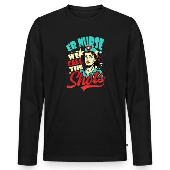 L’infirmière des urgences prend les décisions - T-shirt manches longues Premium bio Homme - noir - Devant - Nico (187cm)