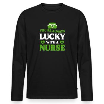Infirmière de la Saint-Patrick toujours chanceuse avec un - T-shirt manches longues Premium bio Homme - noir - Devant - Nico (187cm)