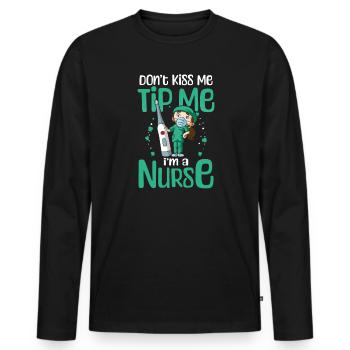 St Patricks Day infirmière Tip Me Je suis infirmière - T-shirt manches longues Premium bio Homme - noir - Devant - Nico (187cm)