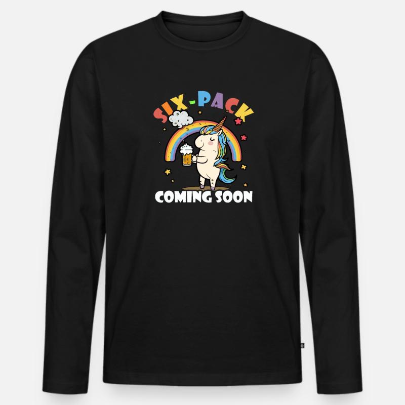 Einhorn-Sixpack bald erhältlich - Männer Premium Bio Langarmshirt - Schwarz
