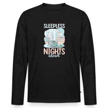Future Dad Sleepless Nights Ahead - Men's Premium Organic Long Sleeve Shirt - black - Front - Nico (187cm)