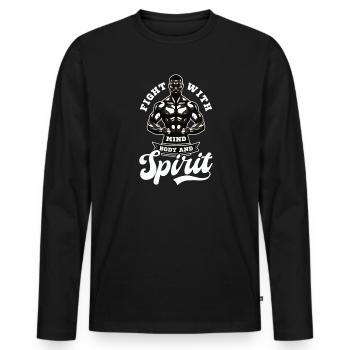 Combat de Krav Maga avec l’, le corps et l’ - T-shirt manches longues Premium bio Homme - noir - Devant - Nico (187cm)