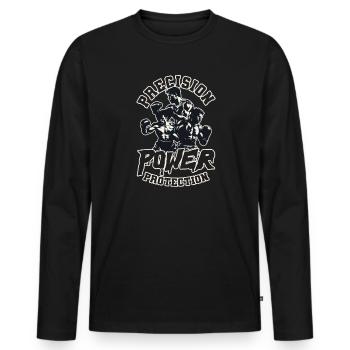 Krav Maga Präzisions-Power-Schutz - Männer Premium Bio Langarmshirt - Schwarz - Vorne - Nico (187cm)