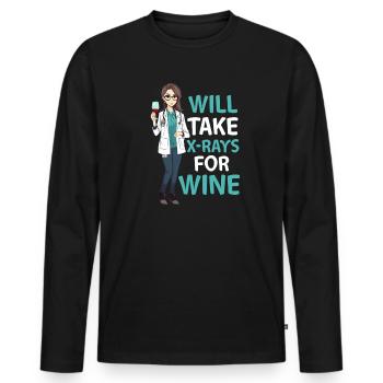 Radiologe wird Röntgenaufnahmen für Wein machen - Männer Premium Bio Langarmshirt - Schwarz - Vorne - Nico (187cm)