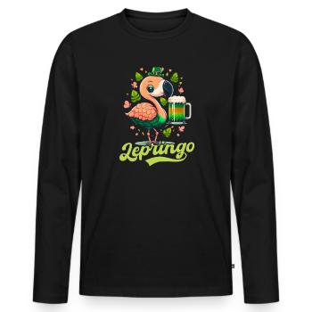 Irischer Flamingo St. Patricks Lepringo - Männer Premium Bio Langarmshirt - Schwarz - Vorne - Nico (187cm)