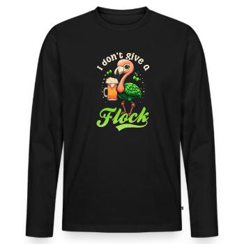 Irish Flamingo St Patricks Don't Give A Flock Beer - Men's Premium Organic Long Sleeve Shirt - black - Front - Nico (187cm)