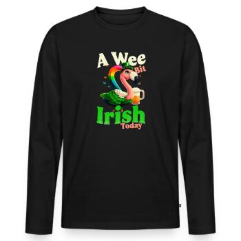Irish Flamingo St Patricks A Wee Bit Irish - Men's Premium Organic Long Sleeve Shirt - black - Front - Nico (187cm)