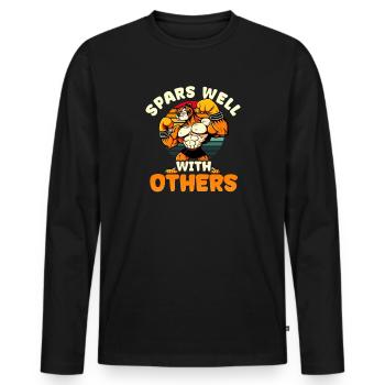 Boxing Spars Well With Others - Men's Premium Organic Long Sleeve Shirt - black - Front - Nico (187cm)