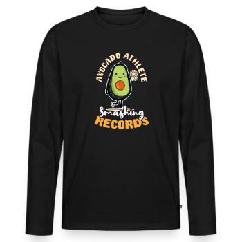 Veganer Athlet Avocado-Athlet bricht Rekorde - Männer Premium Bio Langarmshirt - Schwarz - Vorne - Nico (187cm)