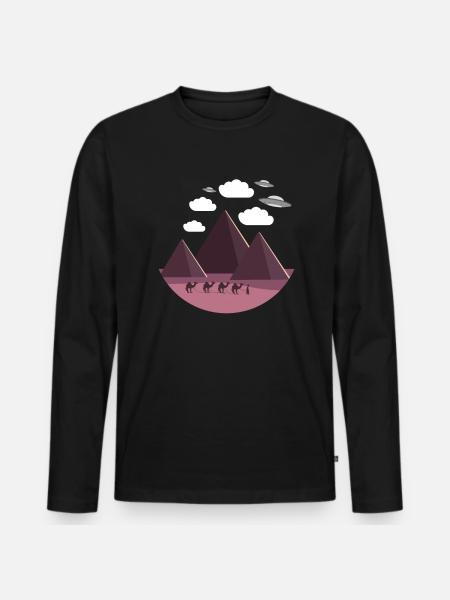 Flying Saucer Egypt Pyramids - Men's Premium Organic Long Sleeve Shirt - black