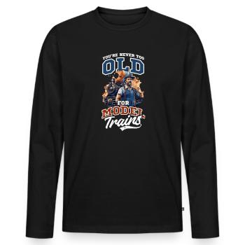 Model Railroad Never To Old For Model Trains - Men's Premium Organic Long Sleeve Shirt - black - Front - Nico (187cm)