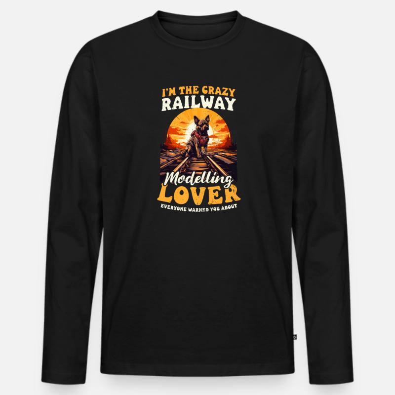Modélisme ferroviaire Crazy Railway Modeling - T-shirt manches longues Premium bio Homme - noir