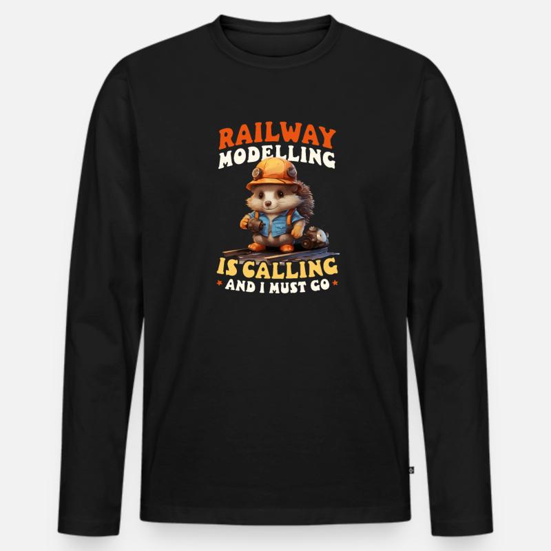 Modelleisenbahn Modellbau Berufung - Männer Premium Bio Langarmshirt - Schwarz